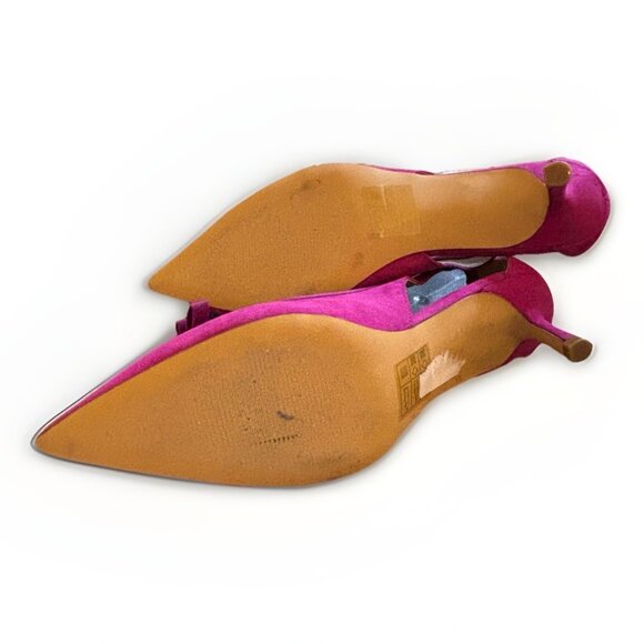 Draper James Raspberry Suede RSVP Bria Slingback Pump Womens Sz 8 Kitten Heels - Picture 6 of 6